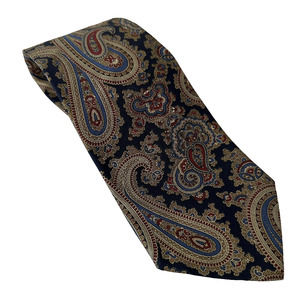 Bert Pulitzer Men's Necktie 100% Silk Made In USA Blue/Red/Tan Paisley CLEAN